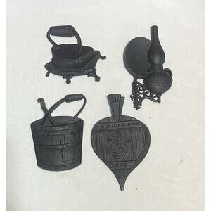 Vintage 1966 Sexton Diecast Country Living Metal Wall‎ Hangings Plaques Black